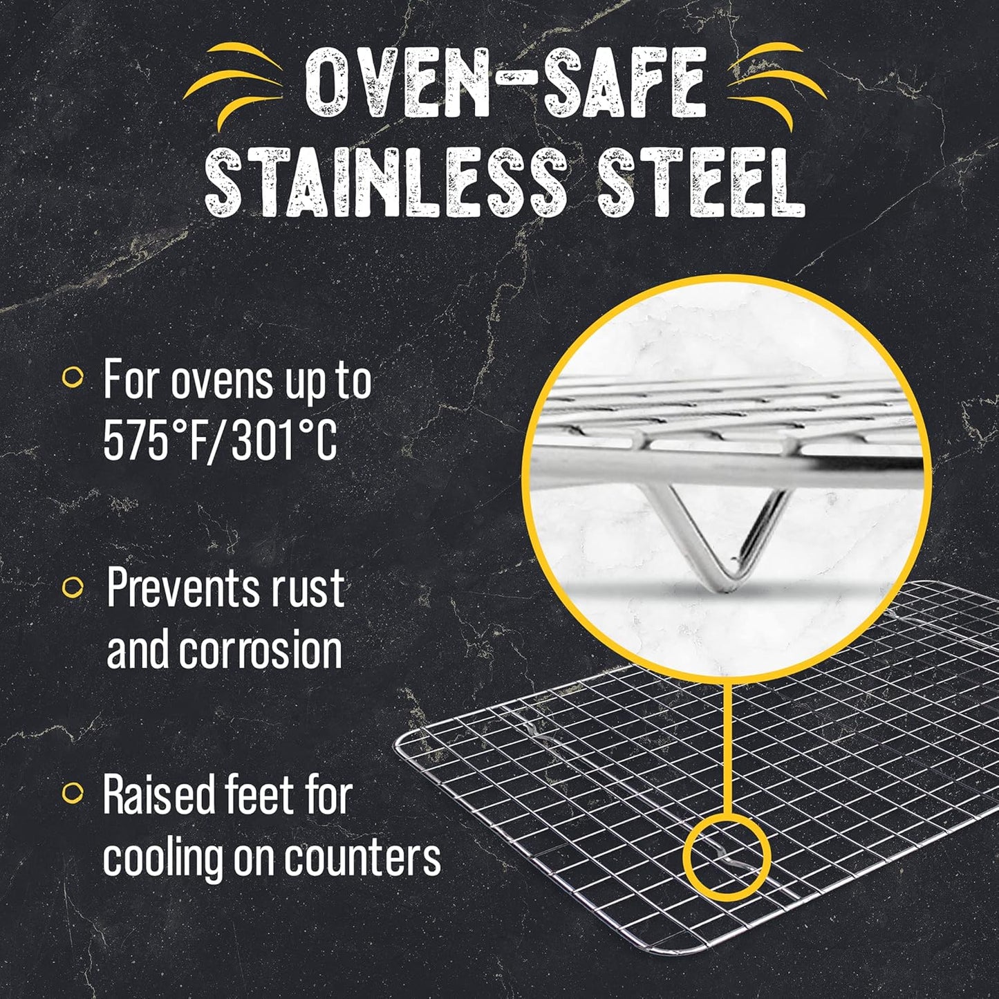 Checkered Chef Cooling Rack for Cooking and Baking - 8” x 11 ¾" Set of 2 Stainless Steel, Oven Safe Grid Wire Cookie Cooling Racks