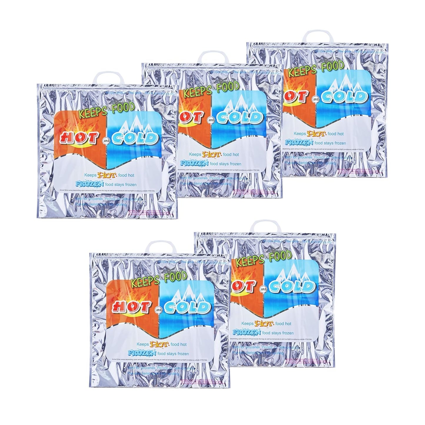 Superio Hot and Cold Insulated Bags for Food Delivery, Grocery Shopping Bags, Food Storage for Hot and Frozen Food for Travel, Disposable Cooler Bag, Reinforced Thermal Lunch Bag (5, 20" x 19")