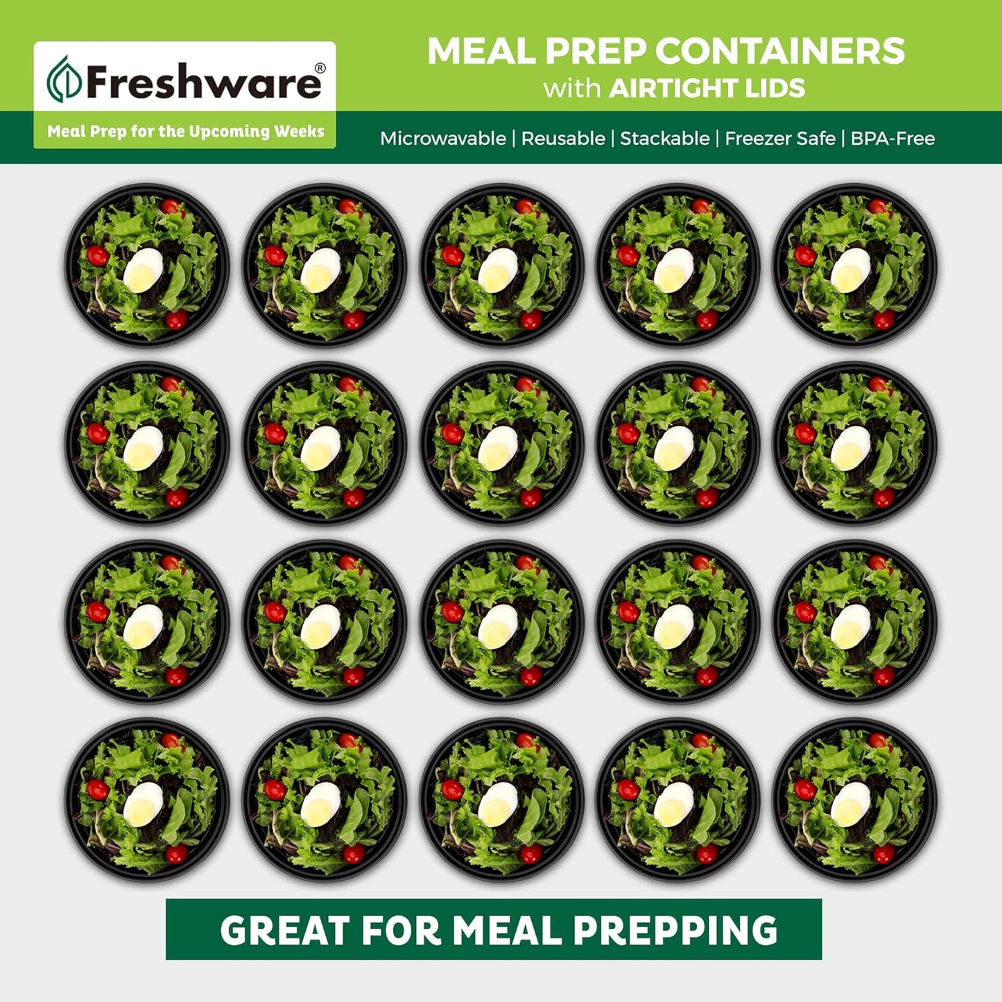 Freshware Meal Prep Bowl Containers [30 Pack] Plastic Bowls with Lids for Soup and Salad, Food Storage Bento Box, BPA Free, Stackable, Lunch Boxes, Microwave/Dishwasher/Freezer Safe (28 oz)