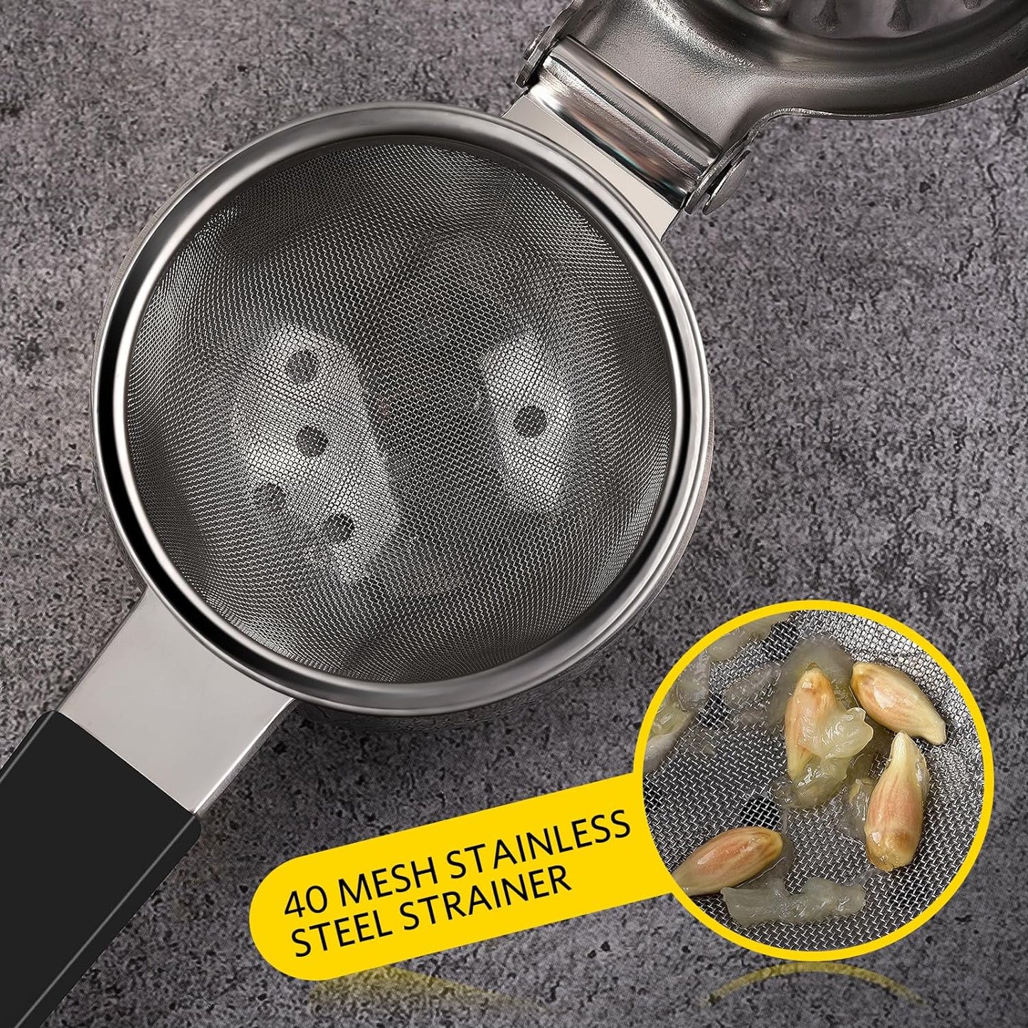 Lemon Squeezer, Sopito Stainless Steel Citrus Squeezer with Mesh Strainer Heavy Duty Lemon Press with Large Metal Bowl for Seedless Juicing, Non-Slip Grip Design Manual Juicer