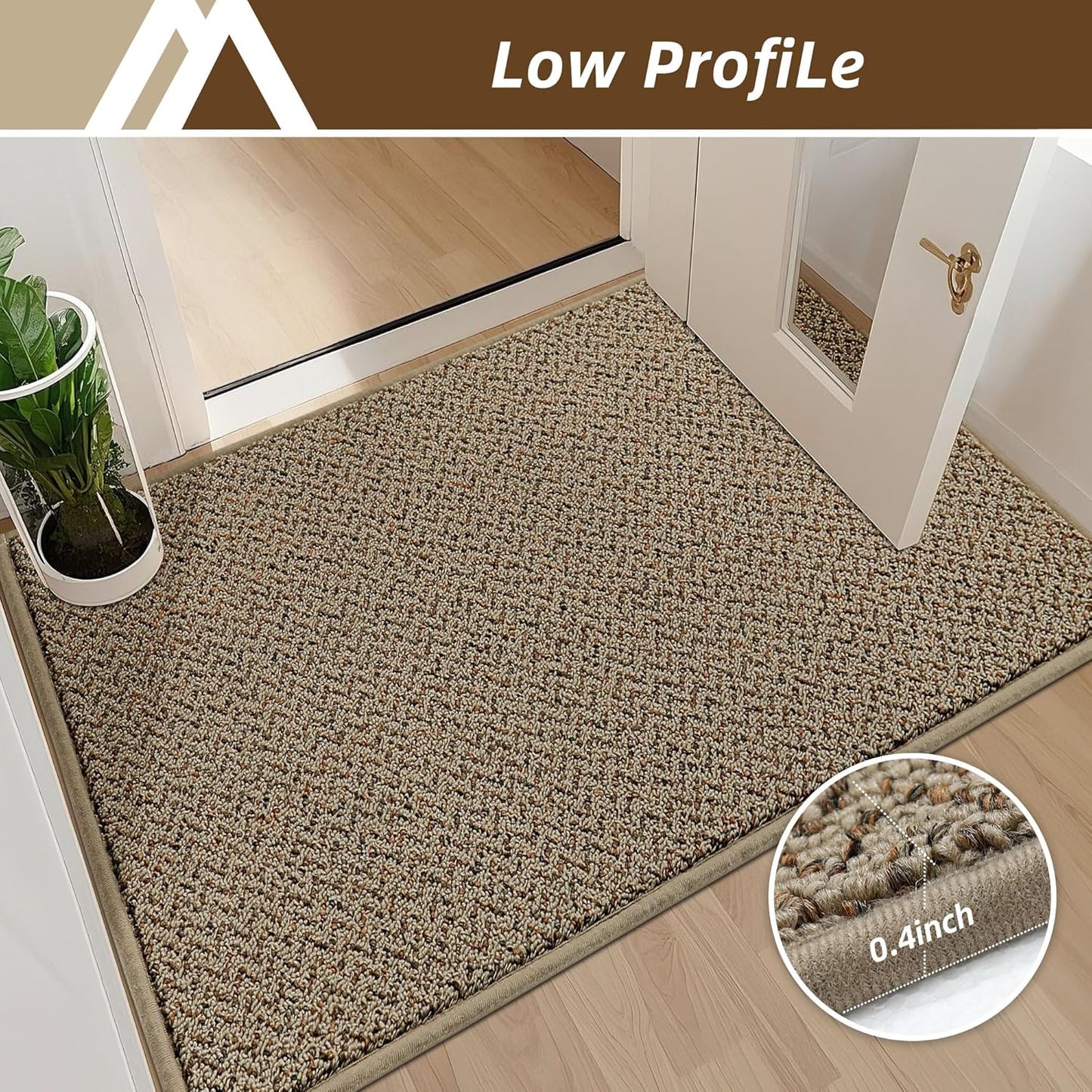 COSY HOMEER-Door-Mat 24"x36" Non Slip Absorbent Entryway Rugs Dirt Trapper Doormats Washable Entrance Mats Low Pile Welcome Floor Mat for Front Back Door and Entry Mats,Taupe