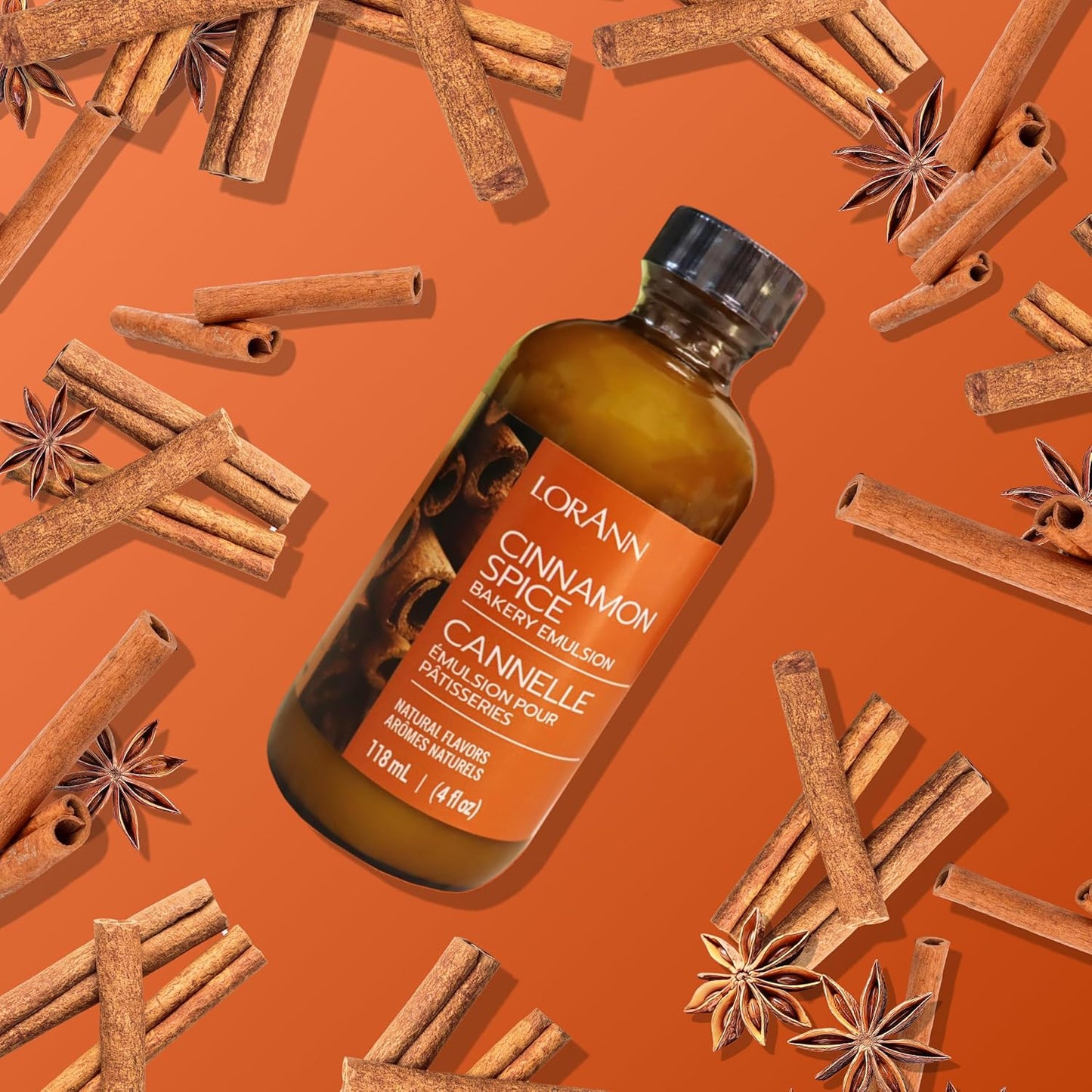 Lorann Oils Cinnamon Spice Bakery Emulsion: True Cinnamon Essence, Perfect for Enhancing Spiced Undertones in Baked Goods, Gluten-Free, Keto-Friendly, Cinnamon Extract Alternative for Your Kitchen