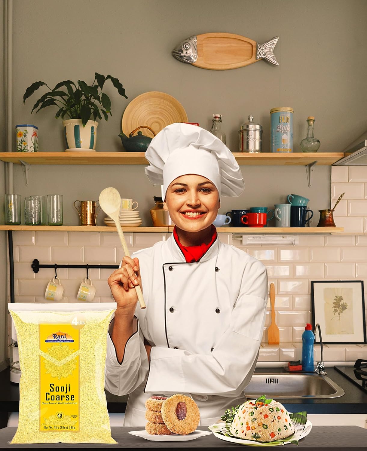 Rani Sooji Coarse (Farina, Suji, Rava, Rawa, Wheat Semolina) Flour 64oz (4lbs) 1.81kg Bulk ~ All Natural | Vegan | NON-GMO | Indian Origin