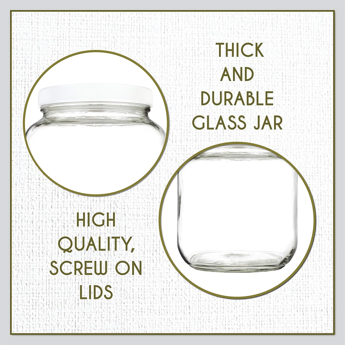 kitchentoolz Half Gallon Mason Jar - Wide Mouth 1/2 Gallon Glass Jar with Lid - Airtight Glass Storage Containers with Lid Fermenting, Canning, and Dry Storage