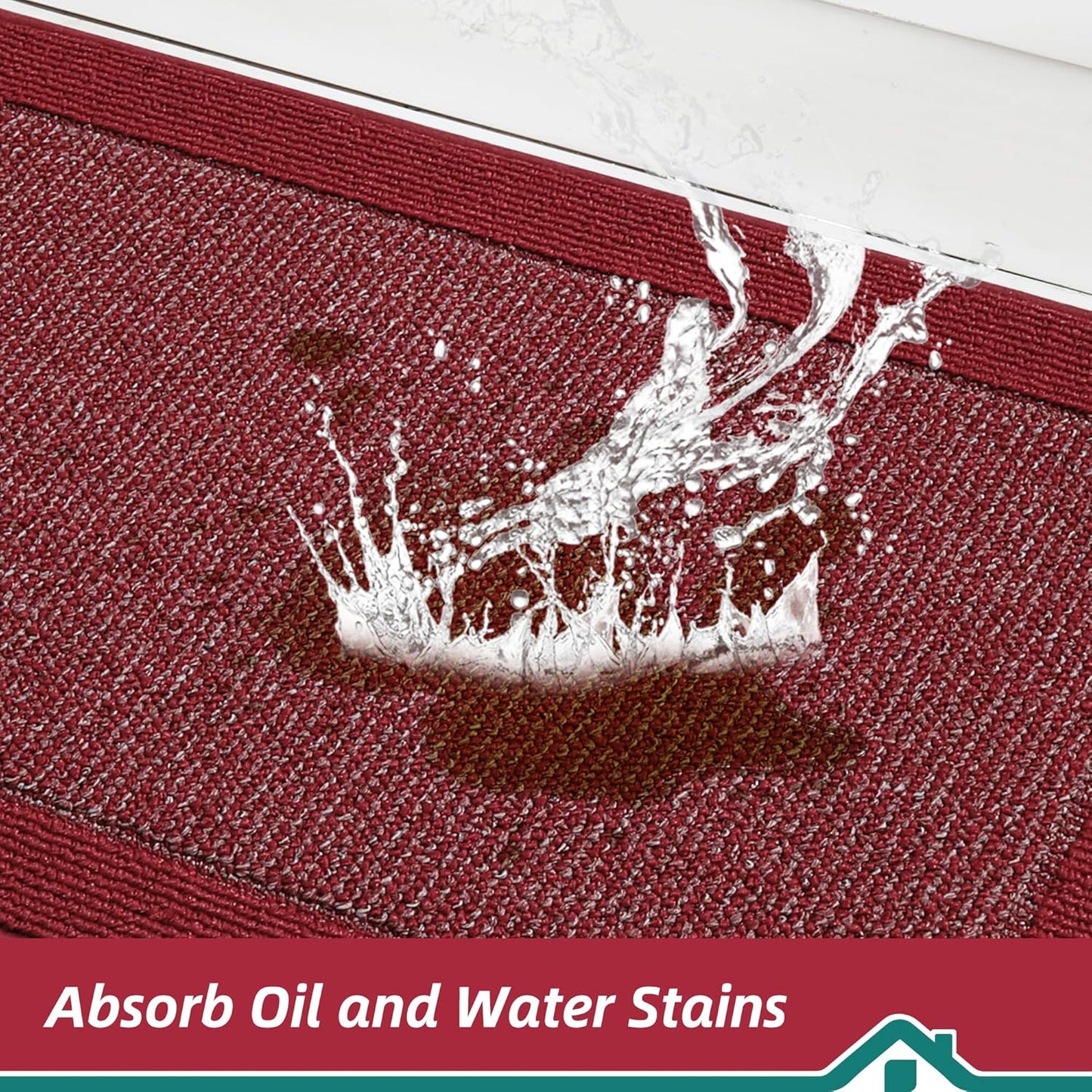 BEQHAUSE Kitchen Rugs and Mats Set of 2 Non-Slip Kitchen Mats for Floor, Absorbent and Stain Resistant Kitchen Runner, Machine Washable Rugs for Kitchen, Laundry & Sink, 20"x32"+20"x48", Red