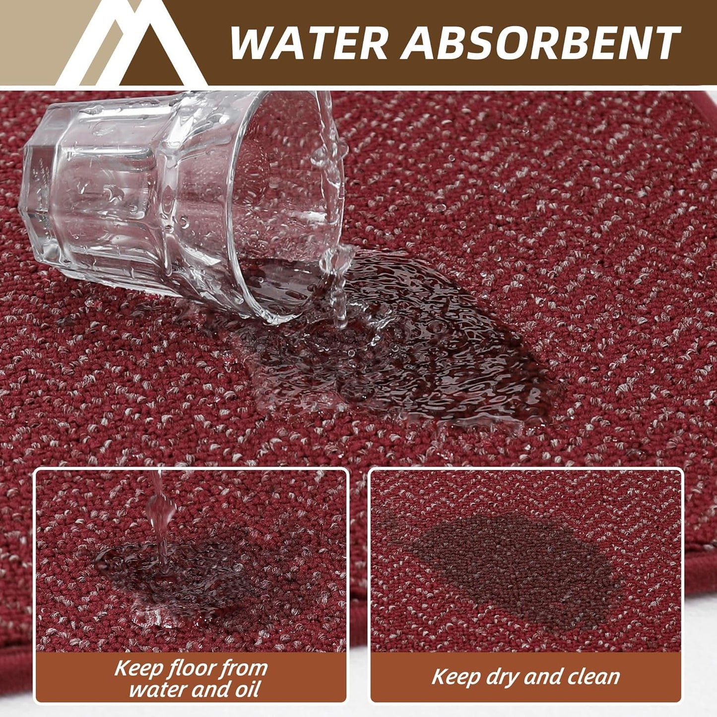 COSY HOMEER Kitchen Rugs 20"x32" Non-Slip Kitchen Mats for Floor Absorbent Stain Resistant Kitchen Floor Mat Machine Washable Rugs for Kitchen,Hallway,Sink,Red