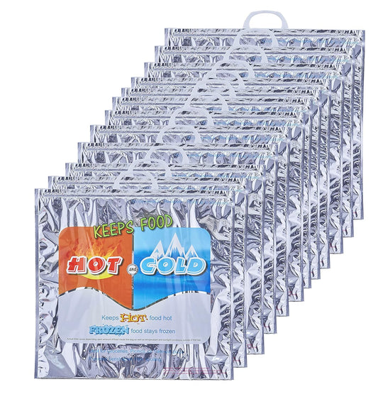 Superio Hot and Cold Insulated Bags for Food Delivery, Grocery Shopping Bags, Food Storage for Hot and Frozen Food for Travel, Disposable Cooler Bag, Reinforced Thermal Lunch Bag (12, 20" x 19")