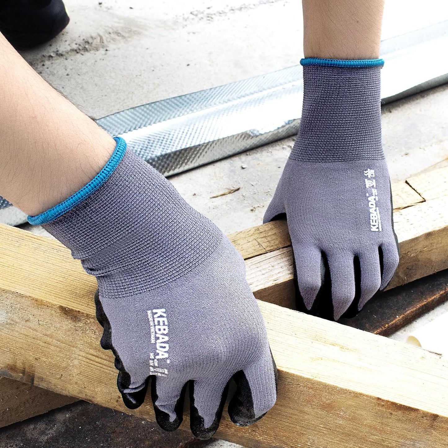 Kebada Work Gloves for Men and Women, Foam Nitrile Coated Safety Gloves with Grip, Ideal for Warehouse Package Handling, Gardening, Mechanic and Construction, Medium