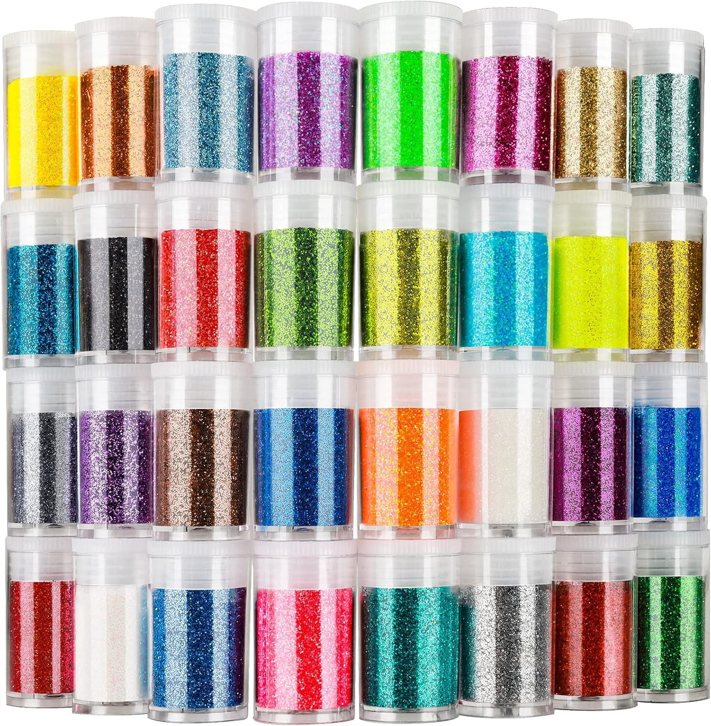 LEOBRO Glitter, Fine Glitter for Resin, Set of 32 Colors, for Nail Body Tumbler Arts and Crafts