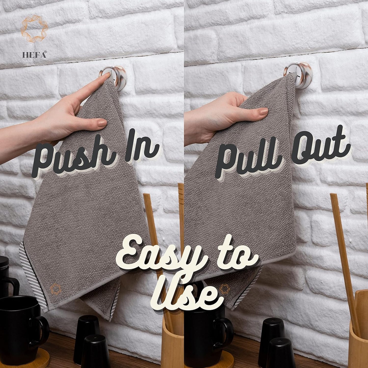 HEFA Towel Holder, Towel Hooks, Dish Towel Holder, Kitchen Organization, Bathroom Accesories, Kitchen Towel Hook, Kitchen Towel Holder, Christmas Gift, Kitchen Gadgets 4 Pack