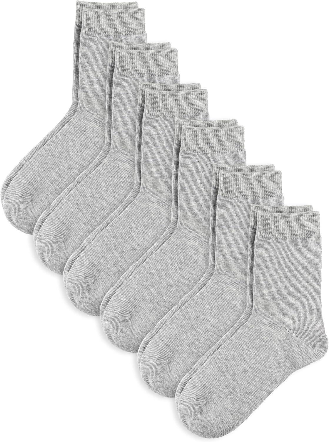 COTTON DAY Unisex Little Kids Youth Boys Girls Soft Cotton Crew Dress Socks Seamless Toe Black White Gray Navy 6 Pack