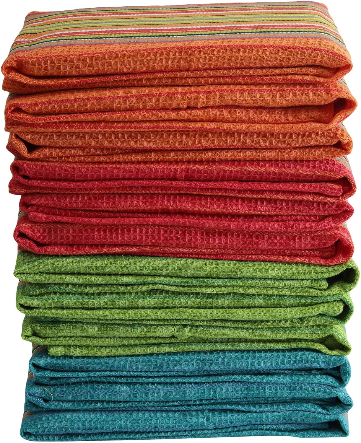 DG Collections 100% Cotton Salsa Kitchen Towels – 8 Pack, Super Absorbent Dish Towels, 16x28 Inch, Lint-Free, Durable Weave – Reusable Kitchen Cleaning Cloths for Home & Restaurants