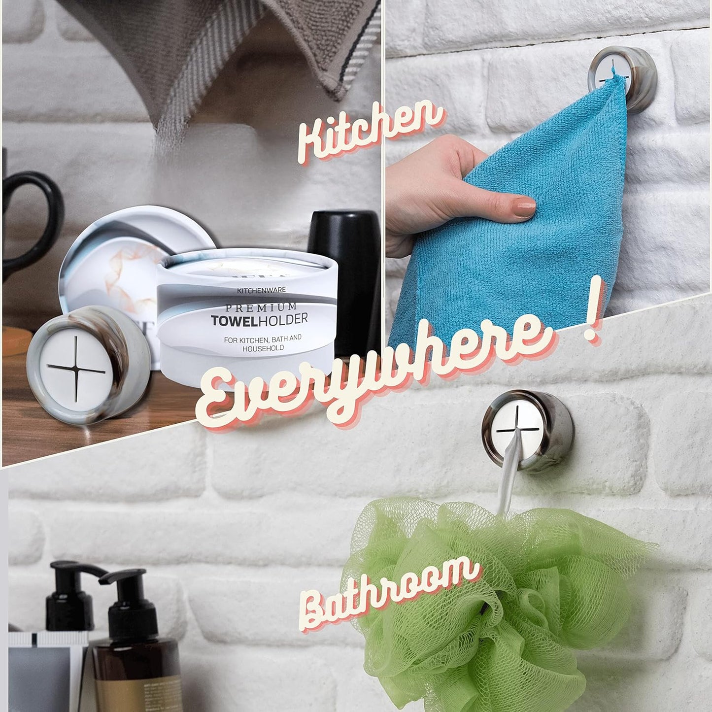 HEFA Towel Hooks - 8 Pack Eco Kitchen Organization - Hand & Dish Towel Holder