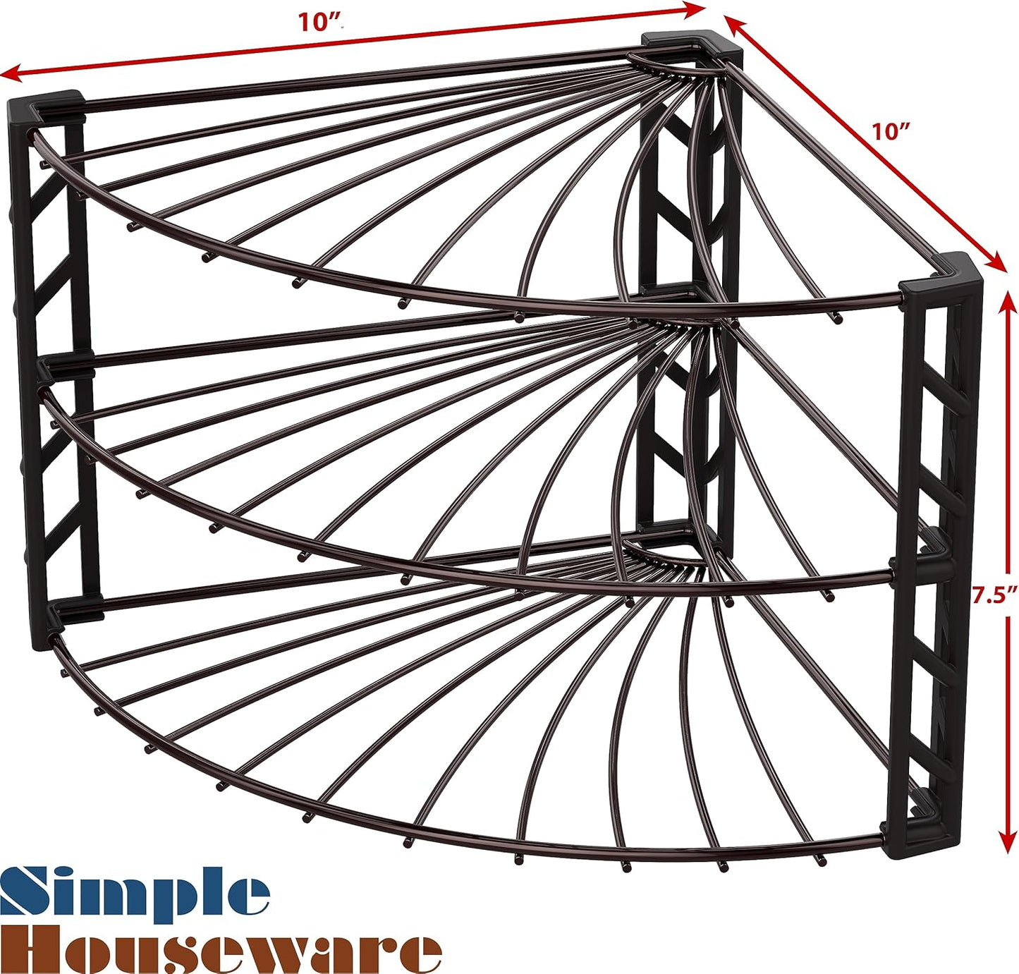 Simple Houseware 3-Tier Counter Corner Shelf Organizer, Bronze