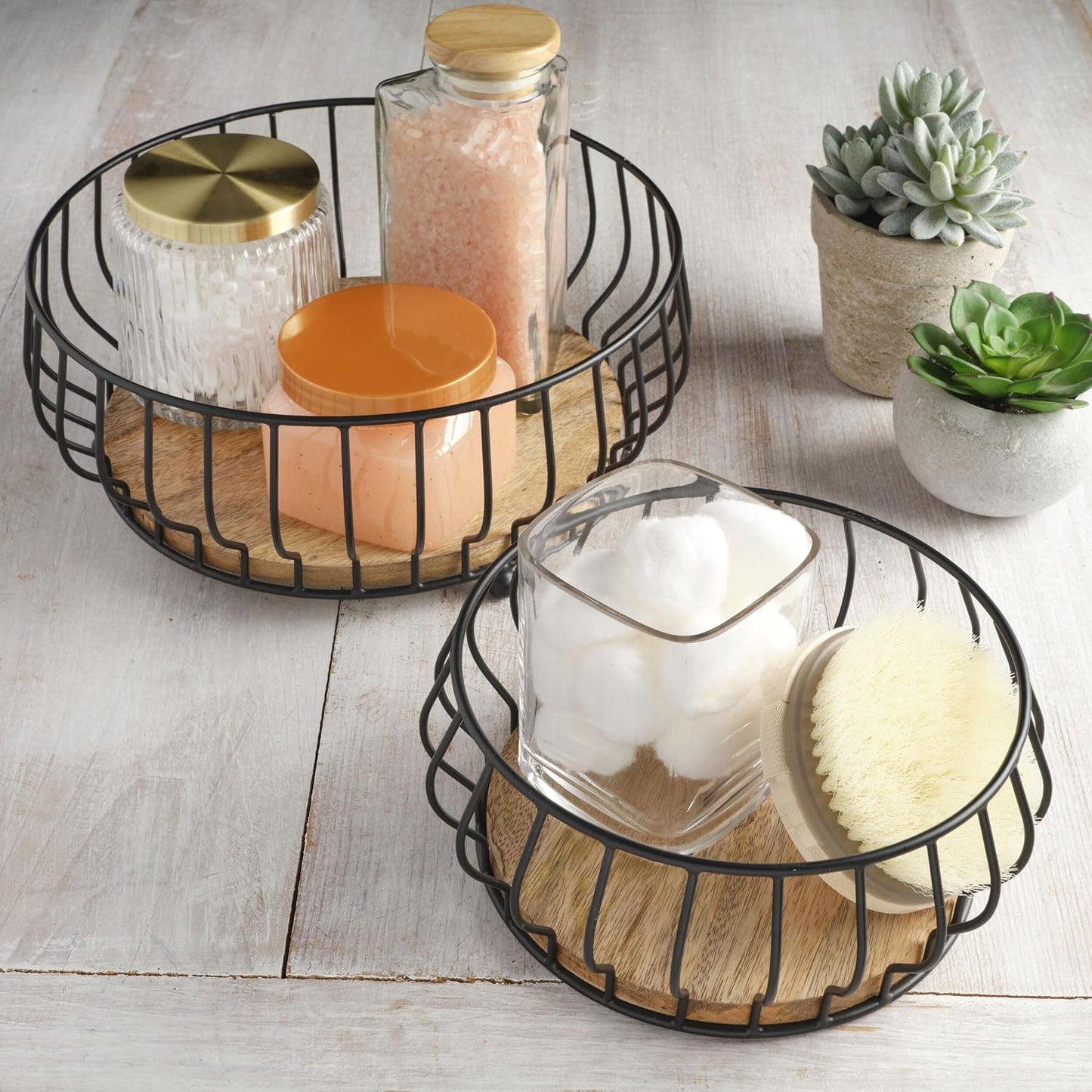 Gourmet Basics by Mikasa Savannah 2 Tier Metal Fruit Storage Countertop Basket, 12 x 12 x 16 Inch, Black