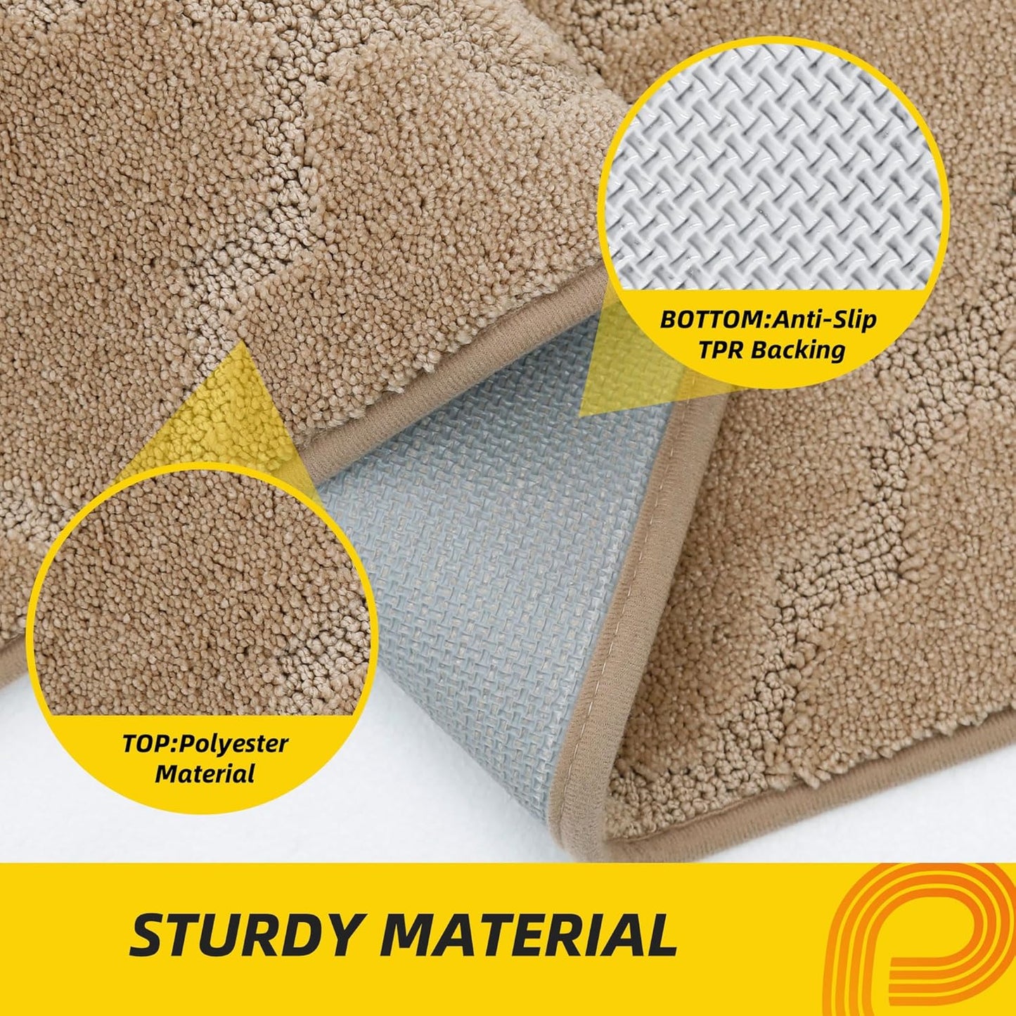 JSEI Kitchen Rugs, Non-Slip Kitchen Mats for Floor, Soft Washable Absorbent Kitchen Mats 2 Pieces, Kitchen Carpet Runner with TPR Backing, Polyester, 24”x36”+24”x60”, Beige