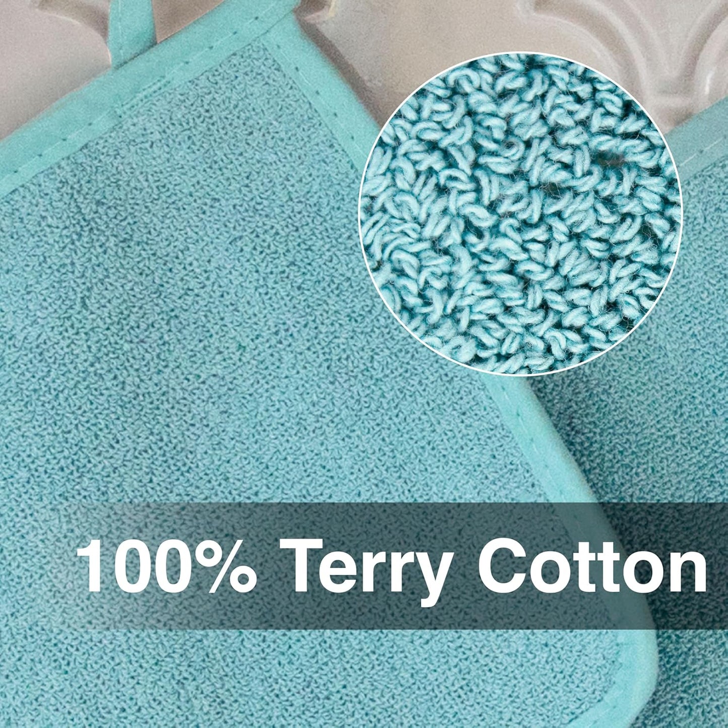RITZ Terry Potholder & Hot Pad: Unparalleled Heat Resistant, Durable 100% Cotton – Ergonomically Designed for Optimal Grip – Easy-Care Machine Washable – 2-Pack, Dew