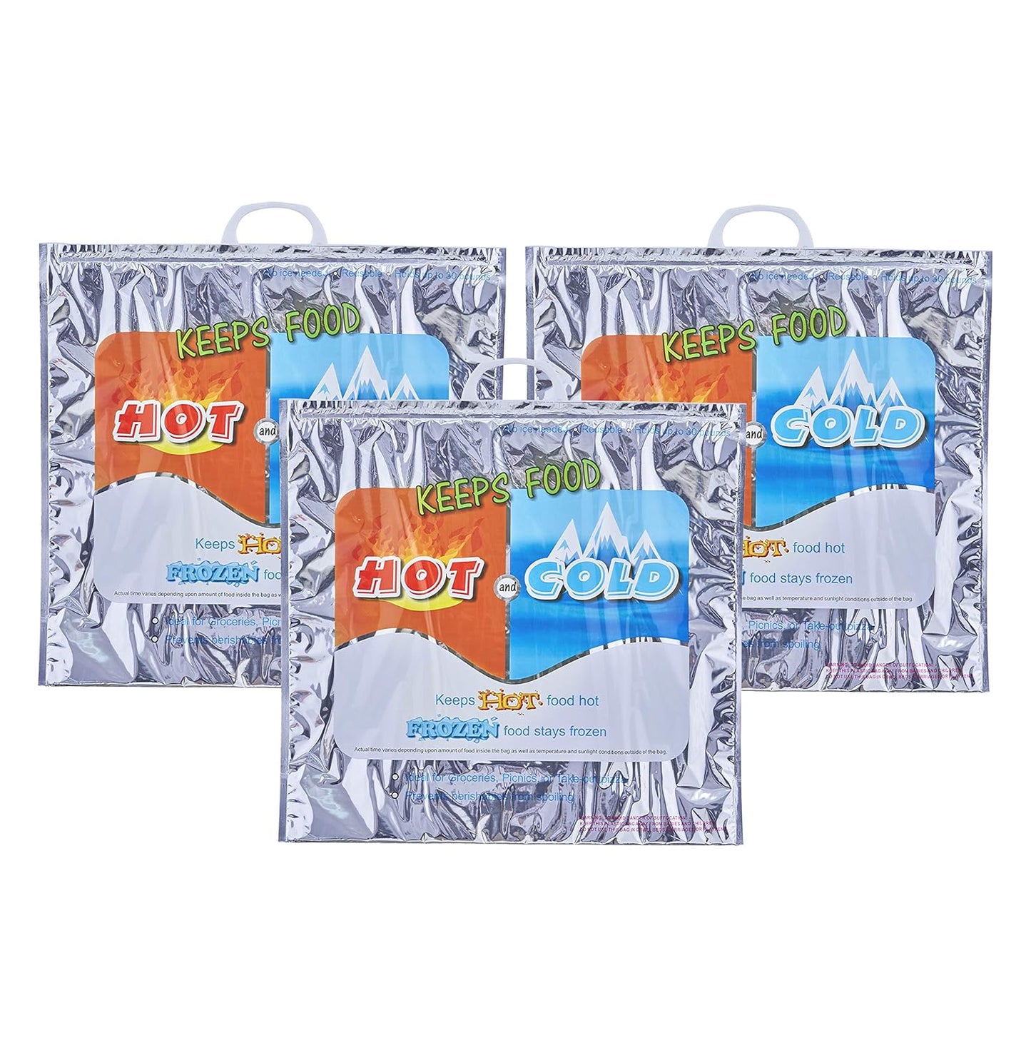 Superio Hot & Cold Insulated Bags for Food Delivery & Grocery Shopping - Reinforced Thermal Lunch Bag (3, 20"x19")