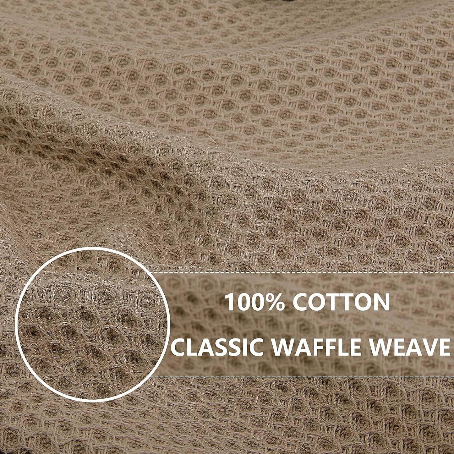 Homaxy 100% Cotton Waffle Weave Kitchen Dish Towels, Ultra Soft Absorbent Quick Drying Cleaning Towel, 13 x 28 Inches, 4-Pack, Tan