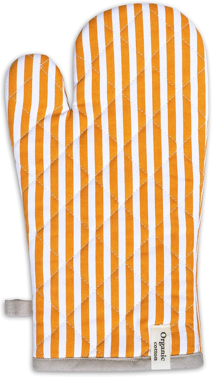 AMOUR INFINI Cotton Oven Mitts Set of 1 with Hanging Loop Non-Slip, Heat Resistant, Reusable Oven Mitt for Baking Cooking Kitchen Oven Gloves (Yellow)