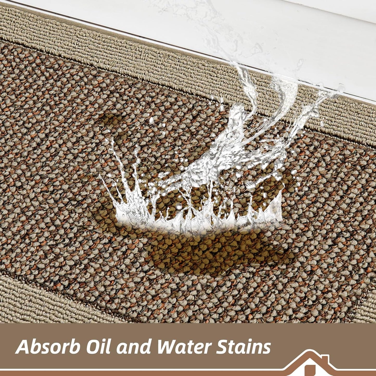 BEQHAUSE Kitchen Rugs and Mats Set of 2 Non-Slip Kitchen Mats for Floor, Absorbent and Stain Resistant Kitchen Runner, Machine Washable Rugs for Kitchen, Laundry & Sink, 24"x36"+24"x60", Taupe