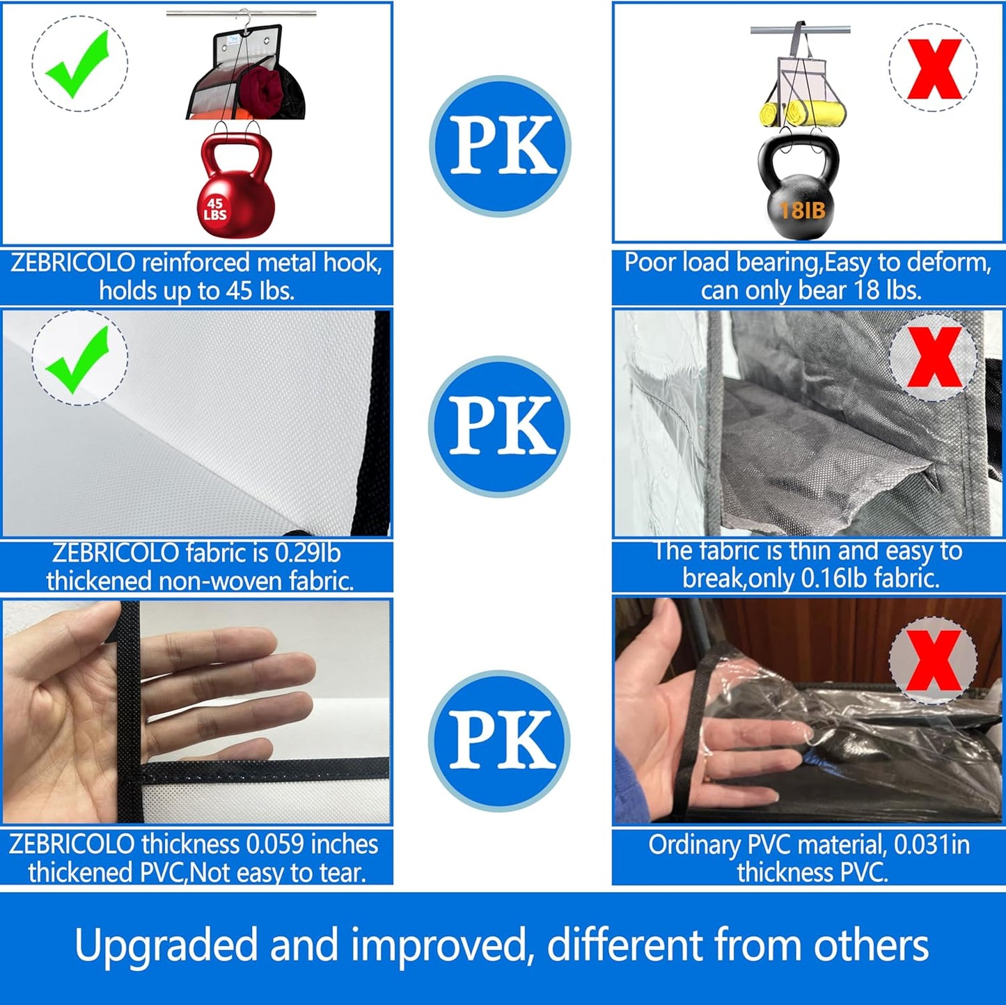 Legging Organizer - 24 Spacious Pockets, 2024 New Improved, Heavy Duty Hooks, Closet Storage, White/Black 1-Pack