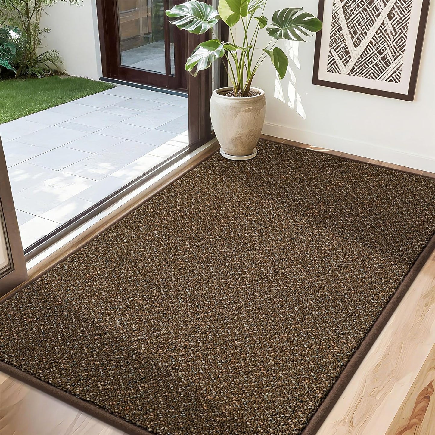 COSY HOMEER-Door-Mat 32"x48" Non Slip Absorbent Entryway Rugs Dirt Trapper Doormats Washable Entrance Mats Low Pile Welcome Floor Mat for Front Back Door and Entry Mats,Brown