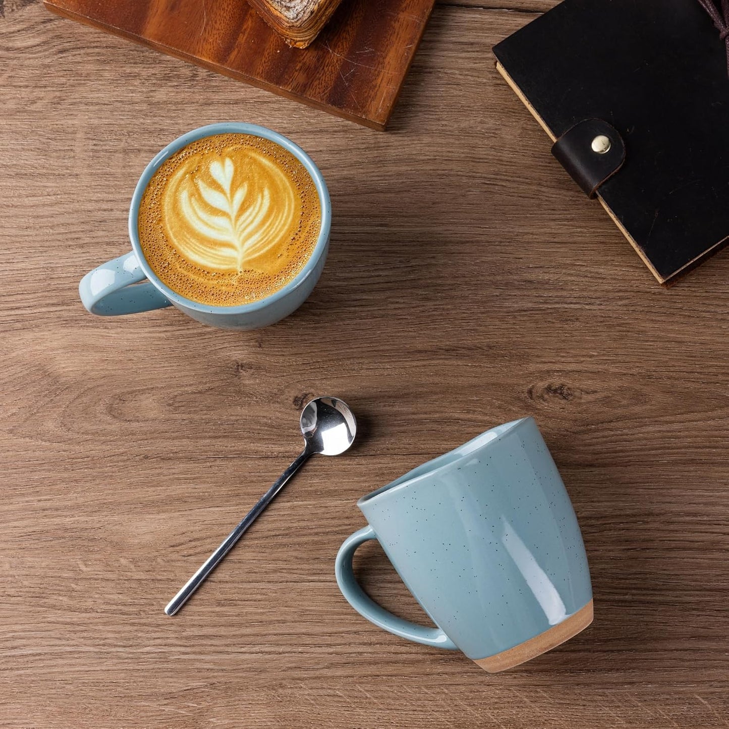 AmorArc 12oz Coffee Mugs, Ceramic Coffee Mugs set of 4 for Man, Woman, Dad, Mom, Modern Coffee Cups with handle for Latte/Cappuccino/Milk/Cocoa. Dishwasher&Microwave Safe, Blue