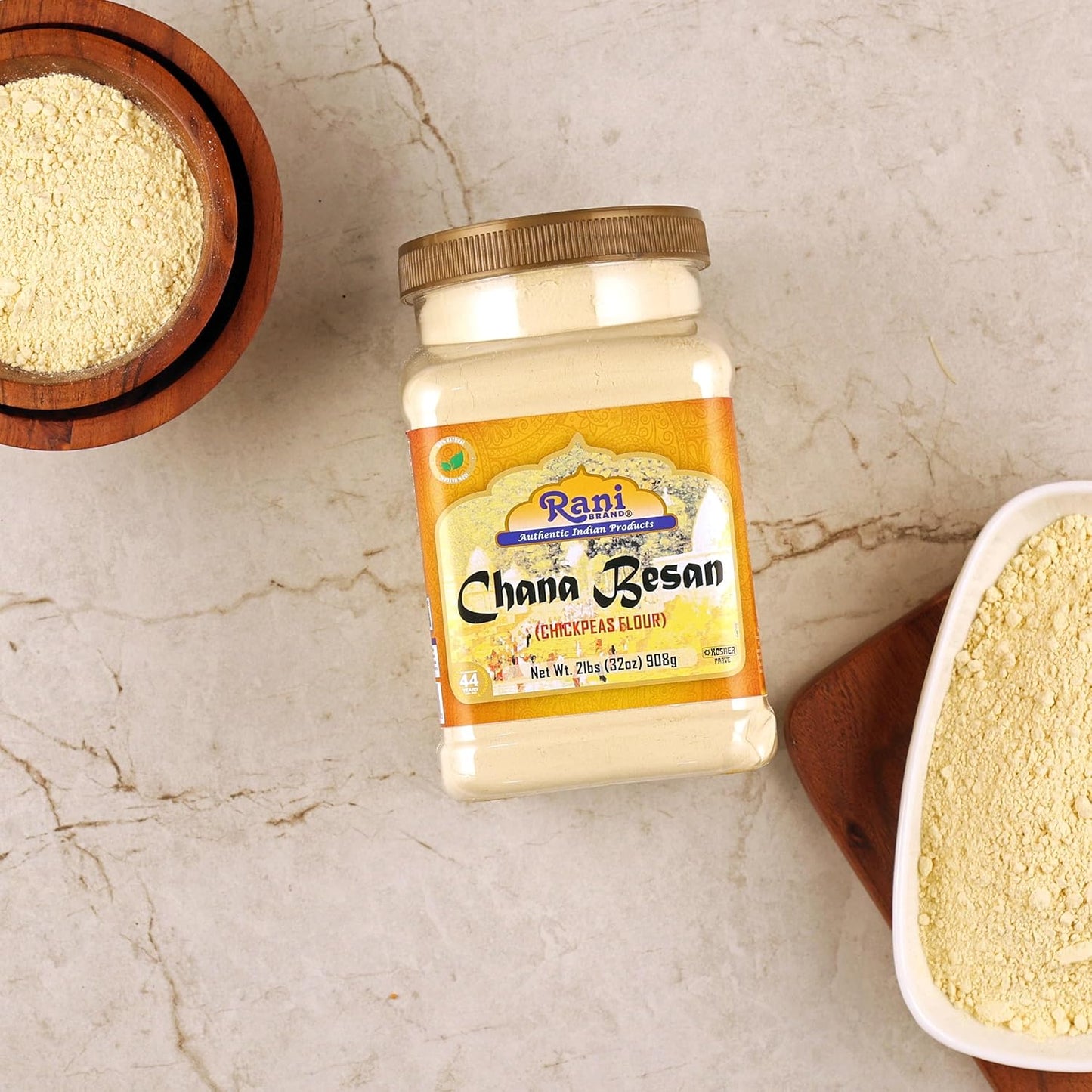 Rani Chana Besan (Chickpeas Flour, Gram) 32oz (2lbs) 908g PET Jar ~ All Natural | Vegan | Gluten Friendly | NON-GMO | Kosher | Indian Origin