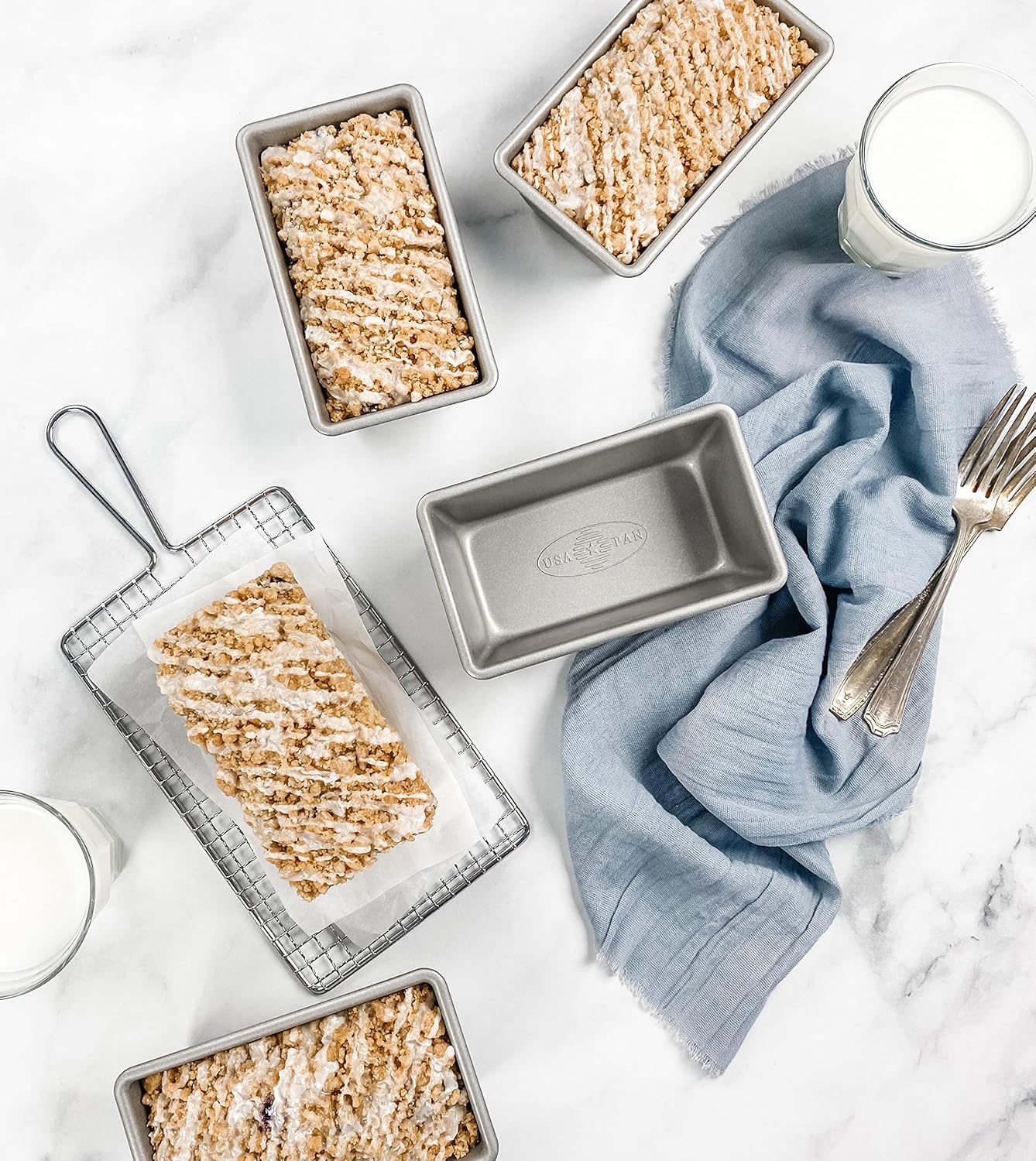 USA Pan Bakeware Nonstick Mini Loaf Pan, Set of 4, Aluminized Steel