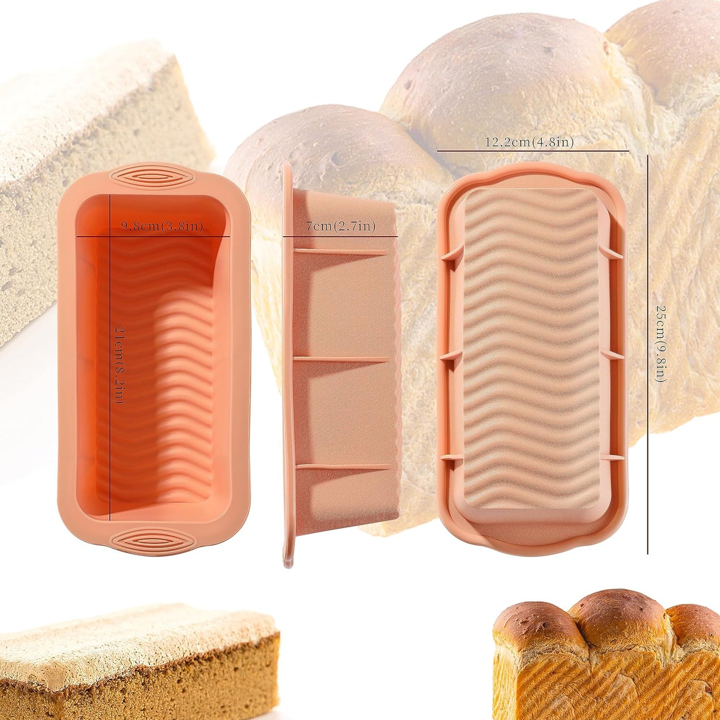 3PCS Silicone Bread Loaf Pan, Non-Stick Bread Pans for Baking, Easy Release Loaf Pan, Great for Homemade Bread, Cakes, Brownies, Dishwasher Safe (3 Colors, Nesting Design)