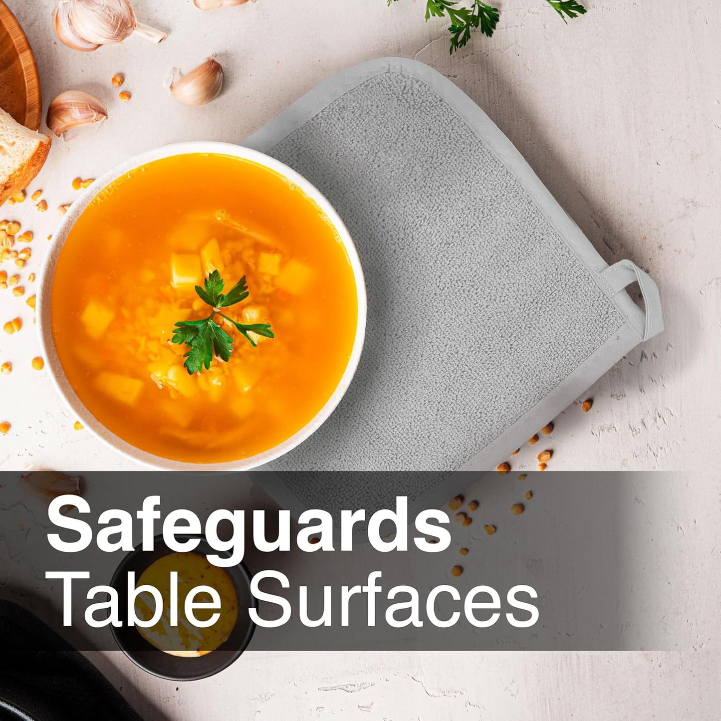 RITZ Terry Potholder & Hot Pad: Unparalleled Heat Resistant, Durable 100% Cotton – Ergonomically Designed for Optimal Grip – Easy-Care Machine Washable – 4-Pack, Titanium Grey