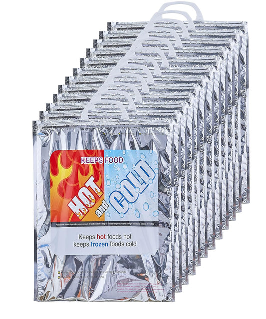 Superio Hot and Cold Insulated Bags for Food Delivery, Grocery Shopping Bags, Food Storage for Hot and Frozen Food for Travel, Disposable Cooler Bag, Reinforced Thermal Lunch Bag (12, 13.5"x17.5")