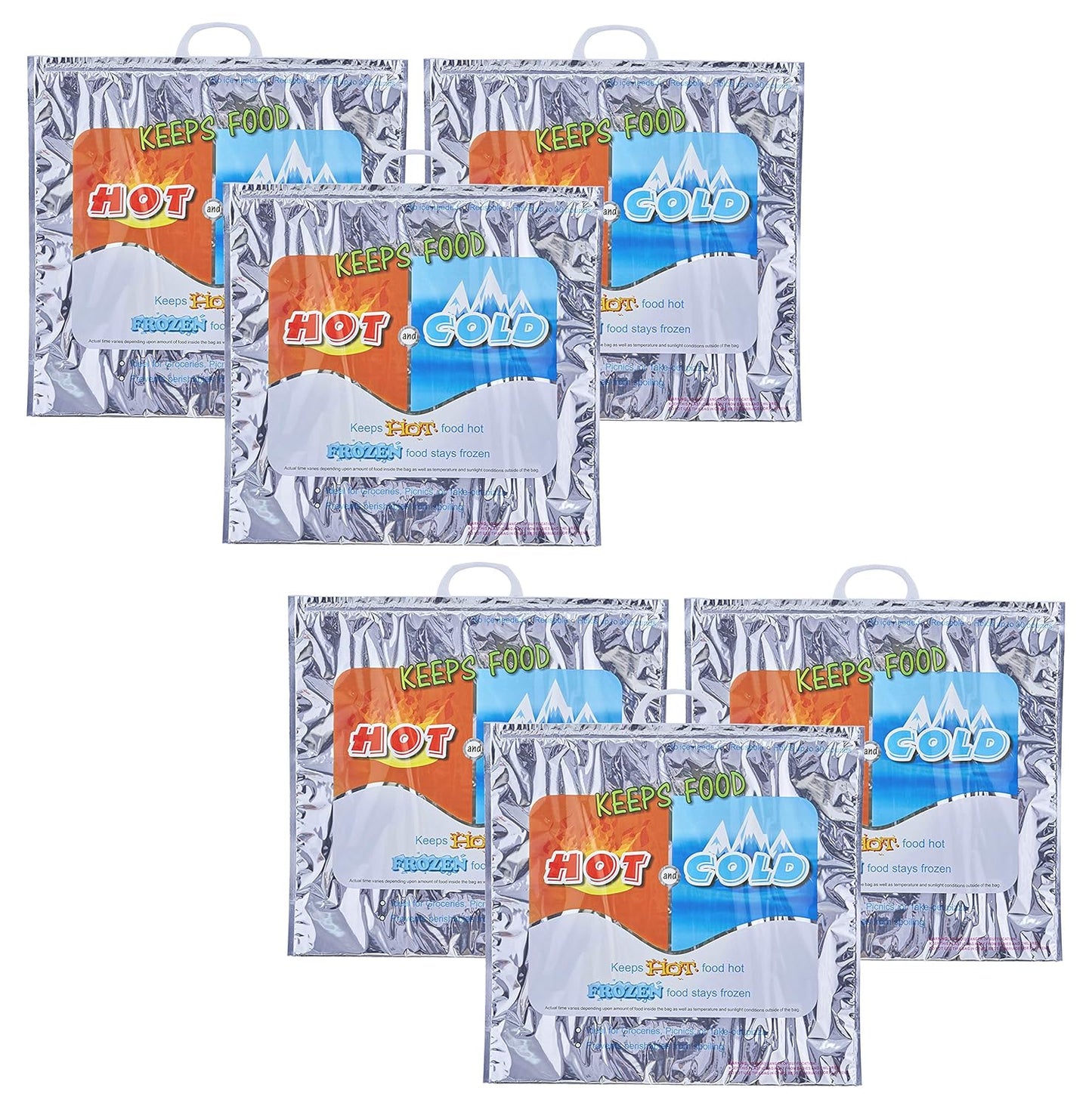 Superio Hot and Cold Insulated Bags for Food Delivery, Grocery Shopping Bags, Food Storage for Hot and Frozen Food for Travel, Disposable Cooler Bag, Reinforced Thermal Lunch Bag (6, 20" x 19")