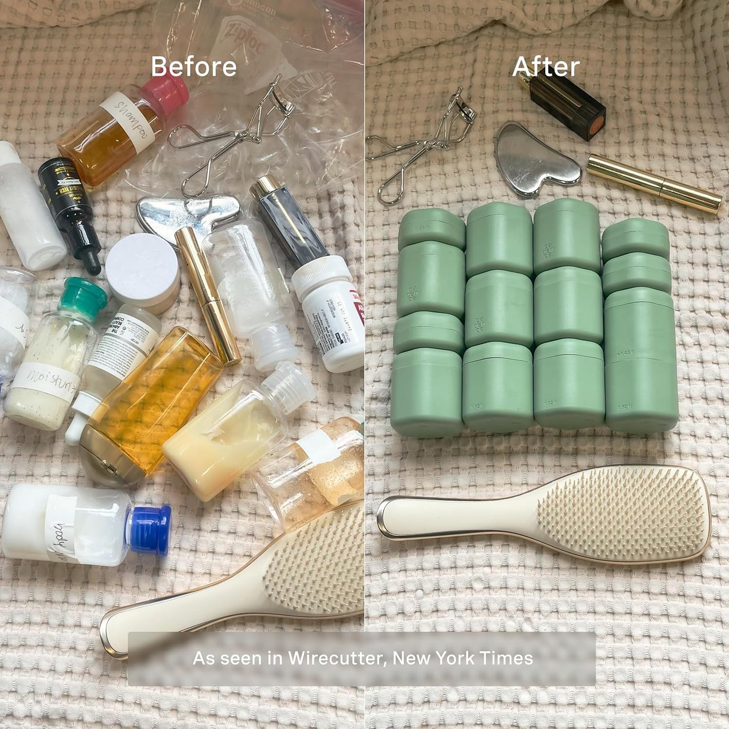 Cadence Travel Containers - Full Skincare Set - Magnetic Containers with Lids,Carry On Travel Essentials For Women/Men - 2 Small (0.56oz), 4 Medium Capsules (1.32oz), & Extender (1.43oz) - Evergreen