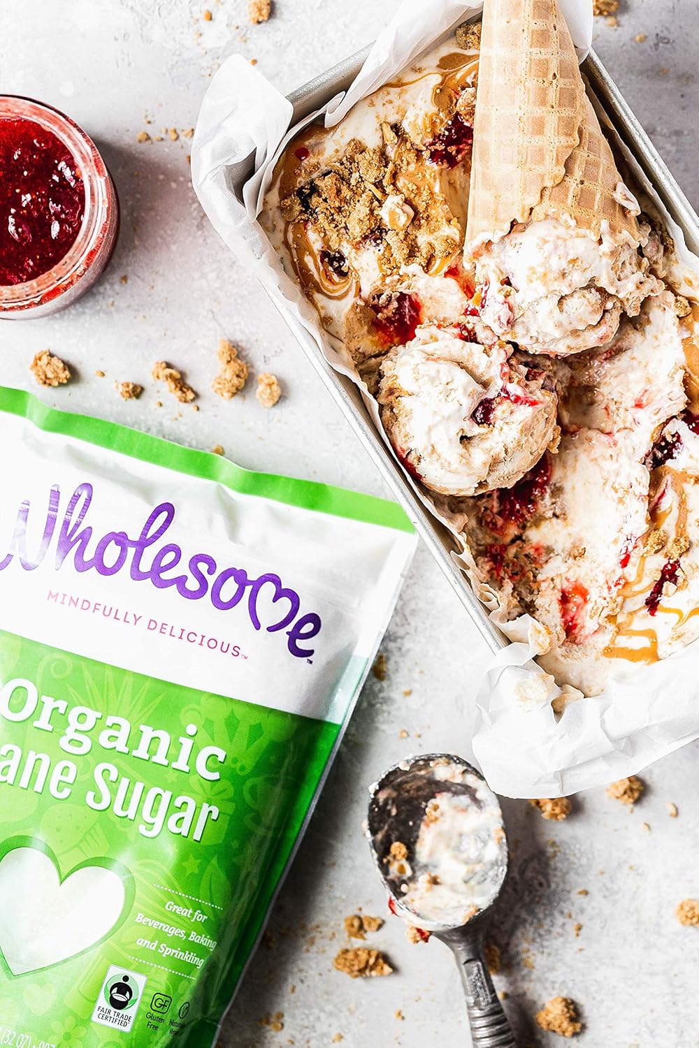 Wholesome Sweeteners 32-Ounce Organic Cane Sugar, Fair Trade, Non GMO, Gluten Free, Pure & Vegan, for Baking and Sweetening, 12 Pack