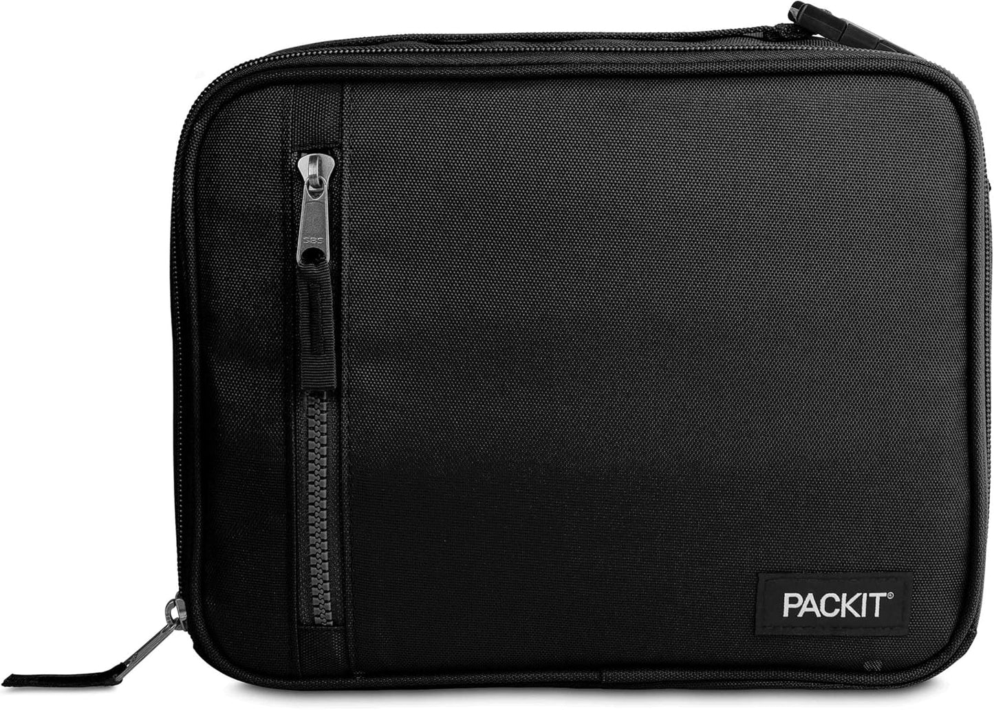 PackIt Freezable Classic Lunch Box, Black, Built with EcoFreeze® Technology, Collapsible, Reusable, Zip Closure With Zip Front Pocket and Buckle Handle, Designed for Fresh Lunches