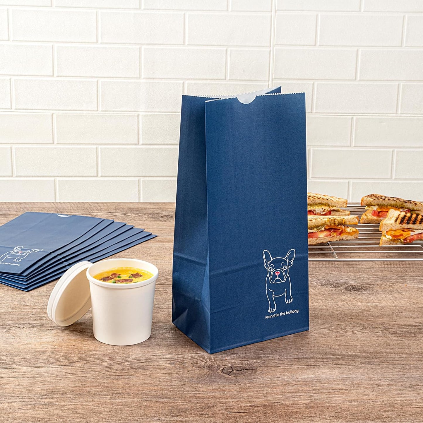 Restaurantware Bag Tek 8 LB Disposable Lunch Bags 100 Sturdy Take Out Bags - Flat Bottom Great For Restaurants Cafes And Bakeries Frenchie Paper Popcorn Bags Versatile For Grocery And More