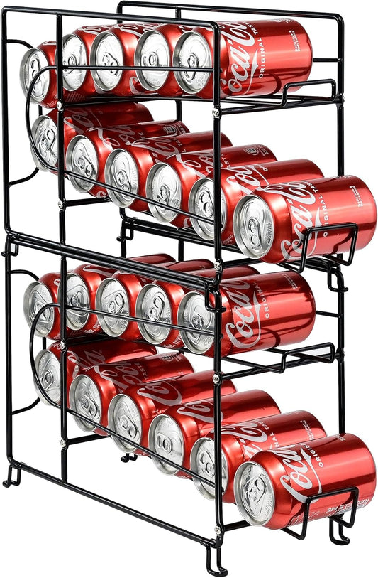 SUFAUY Soda Can Organizer Rack, Stackable Beverage Can Dispenser Holder for Pantry, Set of 2, Black