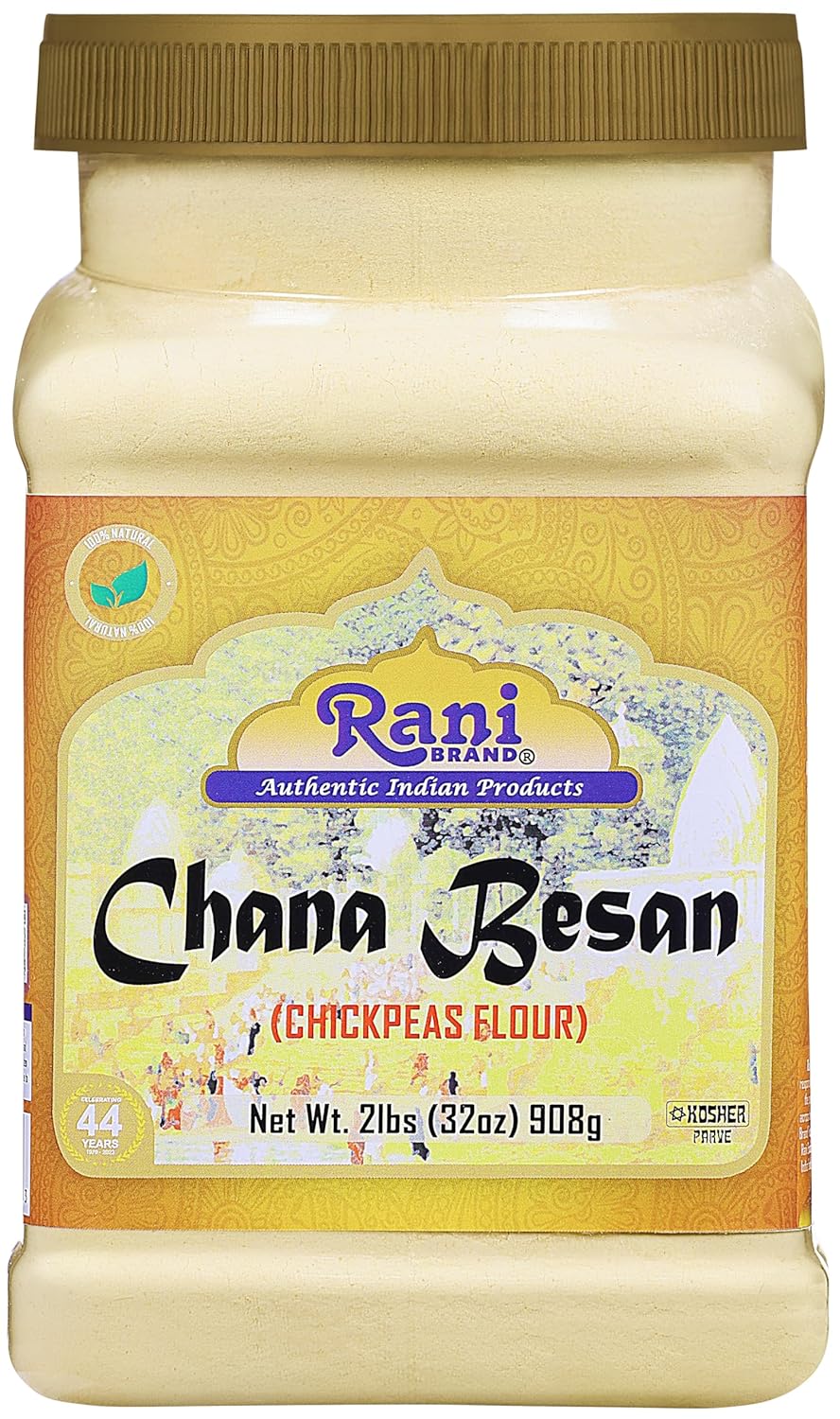 Rani Chana Besan (Chickpeas Flour, Gram) 32oz (2lbs) 908g PET Jar ~ All Natural | Vegan | Gluten Friendly | NON-GMO | Kosher | Indian Origin