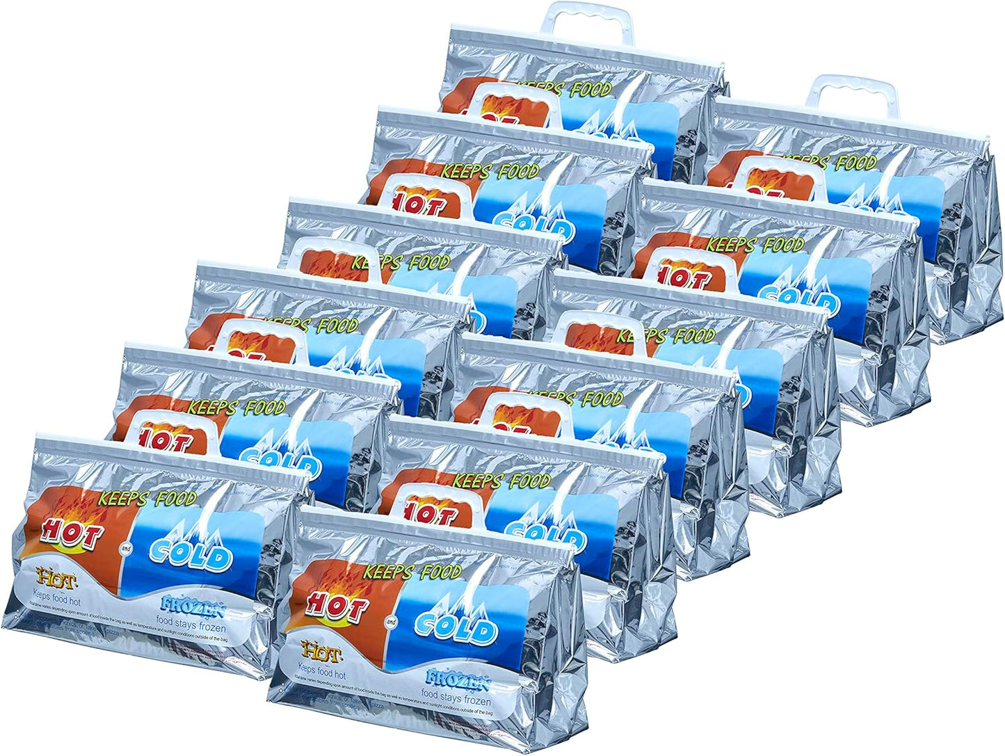 Superio Hot and Cold Insulated Bags for Food Delivery, Grocery Shopping Bags, Food Storage for Hot and Frozen Food for Travel, Disposable Cooler Bag, Reinforced Thermal Lunch Bag (12, 13"x5.5"x8.5")