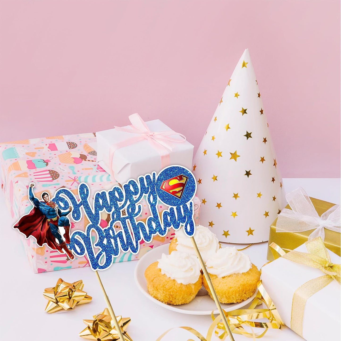 Suprmn Happy Birthday Cake Topper - Birthday Decoration.