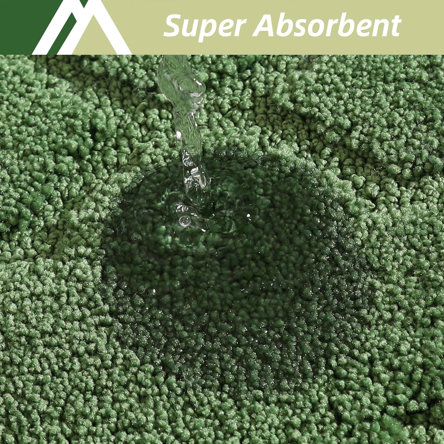 COSY HOMEER Soft Kitchen Rugs [2 PCS] for in Front of Sink Super Absorbent Kitchen Floor Mats and Mats 24x35 Inch/24X60 Non-Skid Kitchen Mat Standing Mat Washable,Polyester,Green