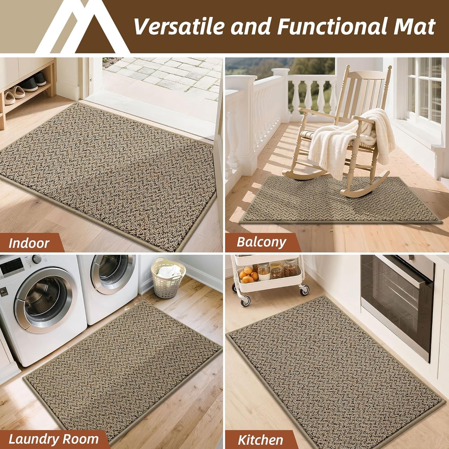 COSY HOMEER-Door-Mat 20" x 32" Non Slip Absorbent Entryway Rugs Dirt Trapper Doormats Washable Entrance Mats Low Pile Welcome Floor Mat for Front Back Door and Entry Mats,Taupe