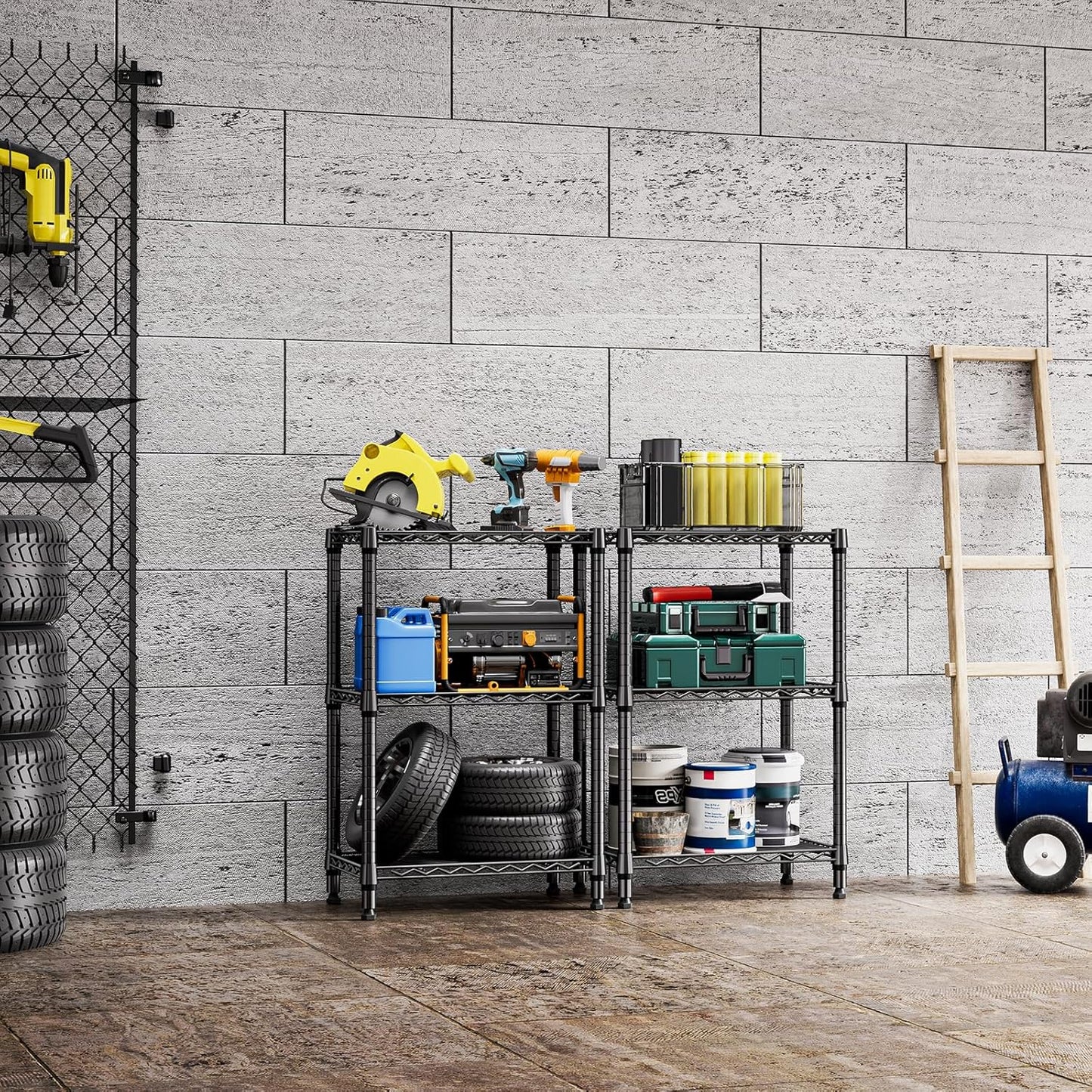 750 lbs 3 Tier Shelf Metal Storage Shelves Shelving Wire Rack Heavy Duty Closet Organizers for Garage Kitchen Bathroom Laundry Black 13.8" D x 23.6" W x 35.5" H