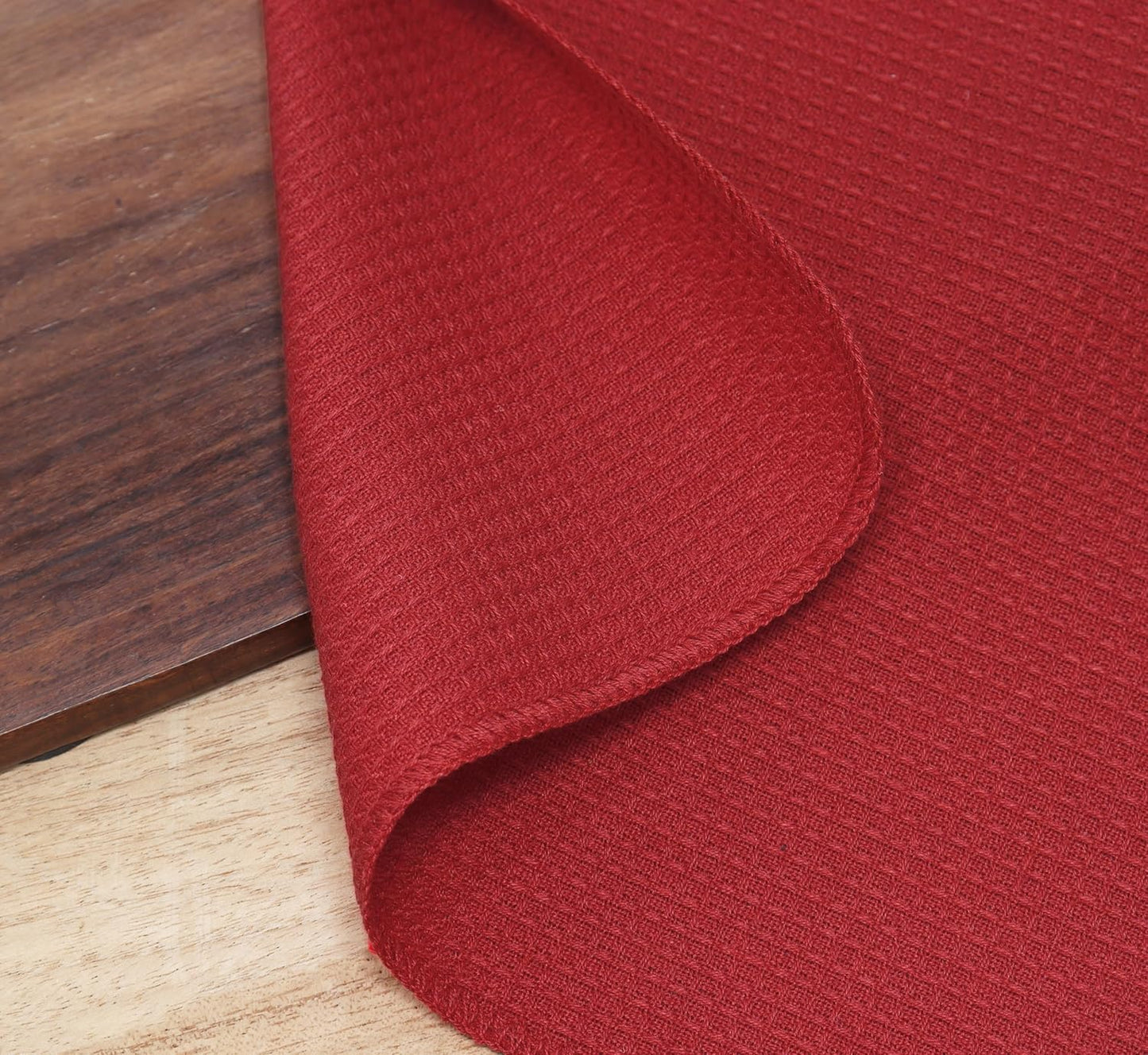 PurpleEssences Dish Cloths and Dish Rags - 6 Pack Waffle Weave Solid Kitchen Dish Wash Cloths, 100% Cotton, 12 x 12 Inches, Ultra Soft Absorbent Quick Drying - Red