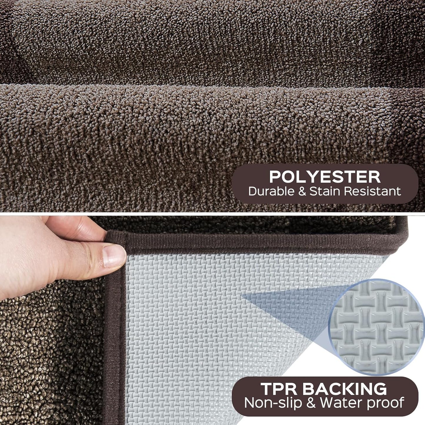 Machine Washable (24" x 36"+ 24" x 60"') Kitchen Rugs Set of 2, Non Slip Kitchen Mats for Floor, Absorbent Entrance Runner Rugs for Bedroom, Hallway, Bathroom, Door (Roll Packing)