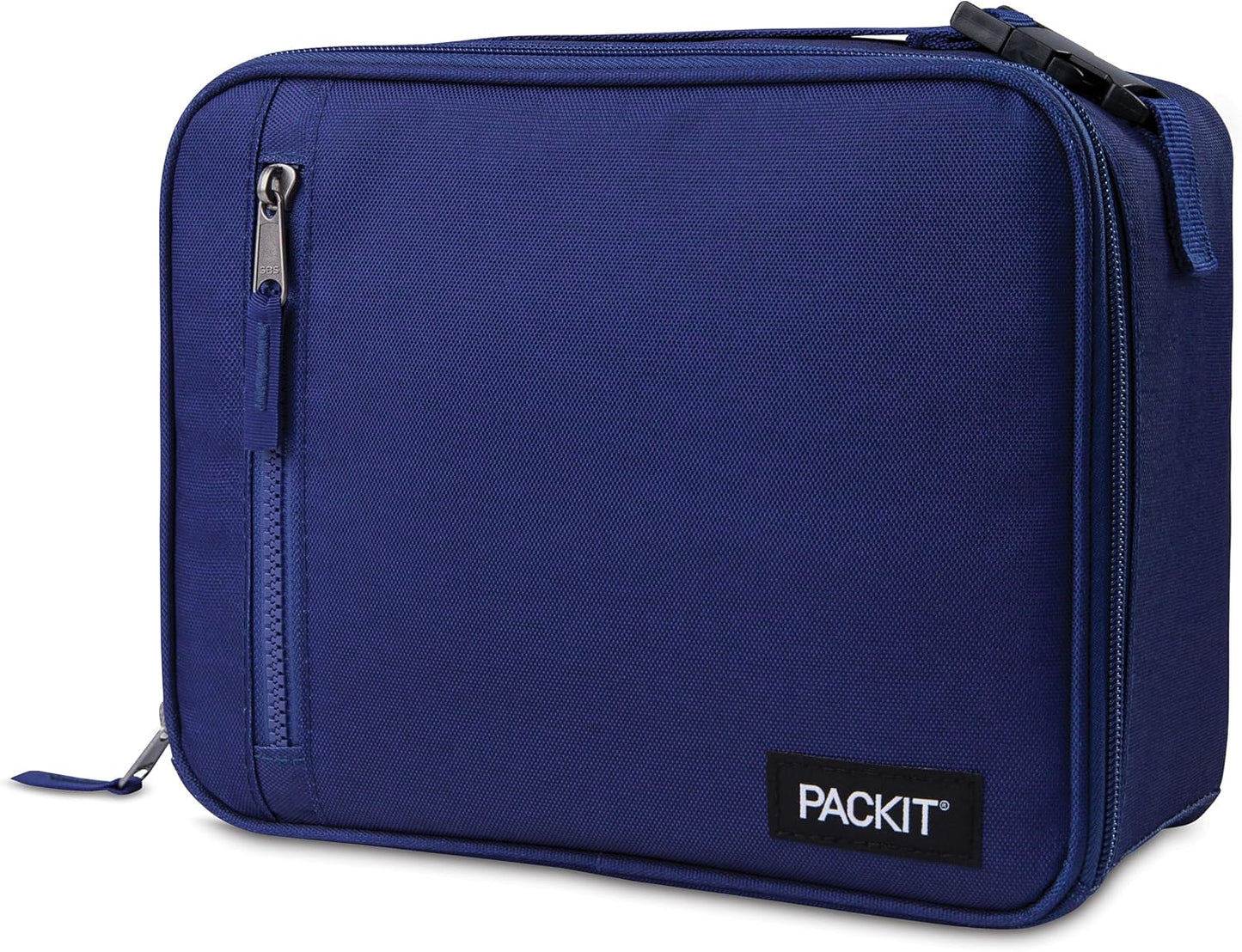 PackIt Freezable Classic Lunch Box, True Blue, Built with ECOFREEZE Technology, Collapsible, Reusable, Zip Closure With Front Pocket and Buckle Handle, For Work Lunches and Fresh Lunch On the Go