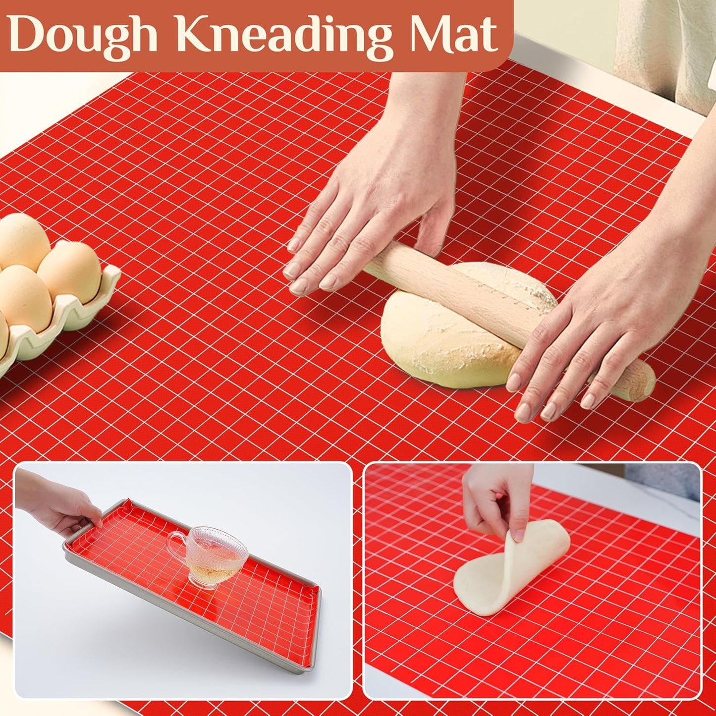 Silicone Baking Mat, 12 IN x 10 FT Free Cutting Baking Sheet,Non-Stick Reusable Dough & Pastry Mat,Non-Slip Silicone Mat Roll for Air Fryer Liner,Freeze Dryer,Oven Baking Pan,Kitchen Counter