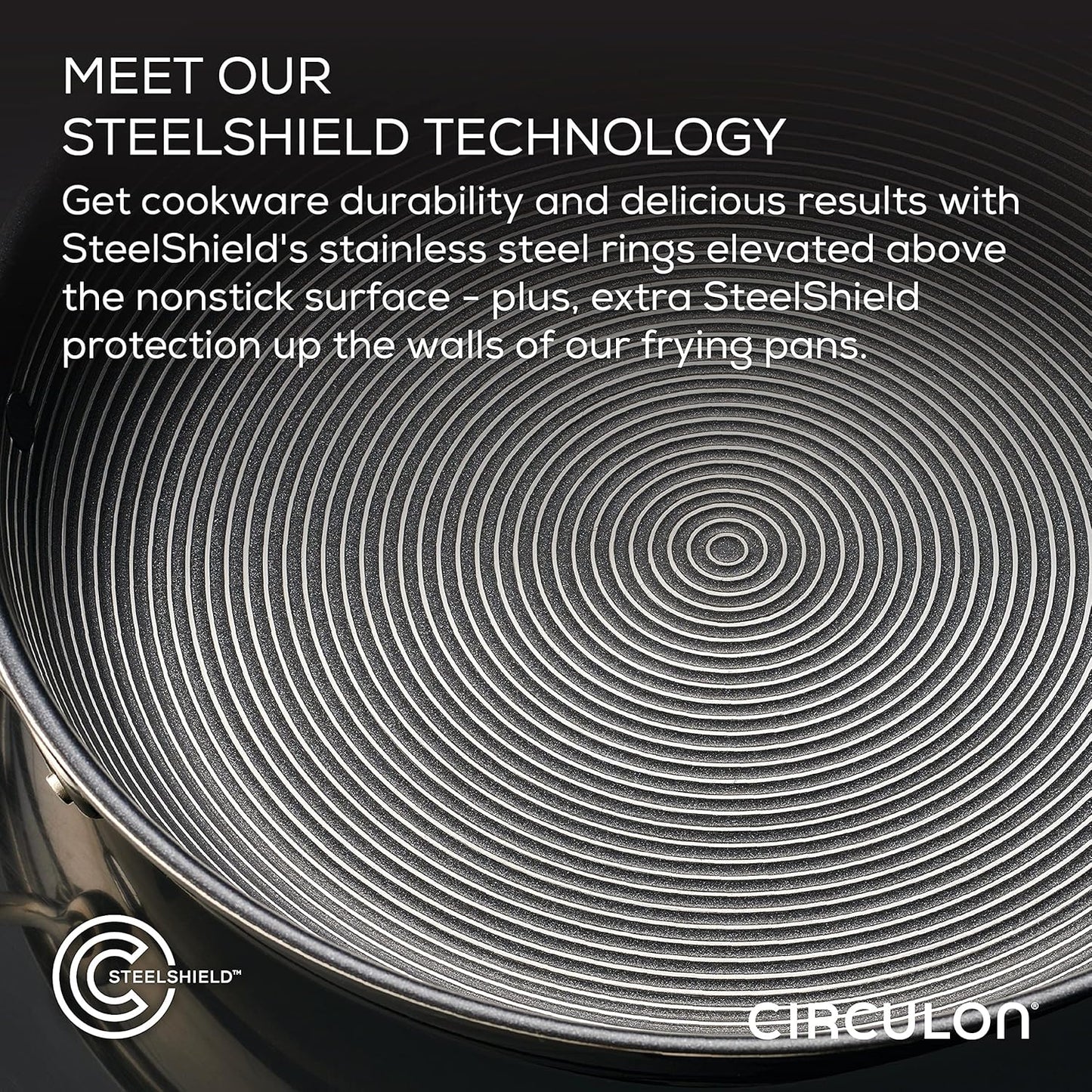 Circulon Clad Stainless Steel Frying Pans/Skillet Set with Hybrid SteelShield and Nonstick Technology, 10 Inch and 8.5 Inch, Silver